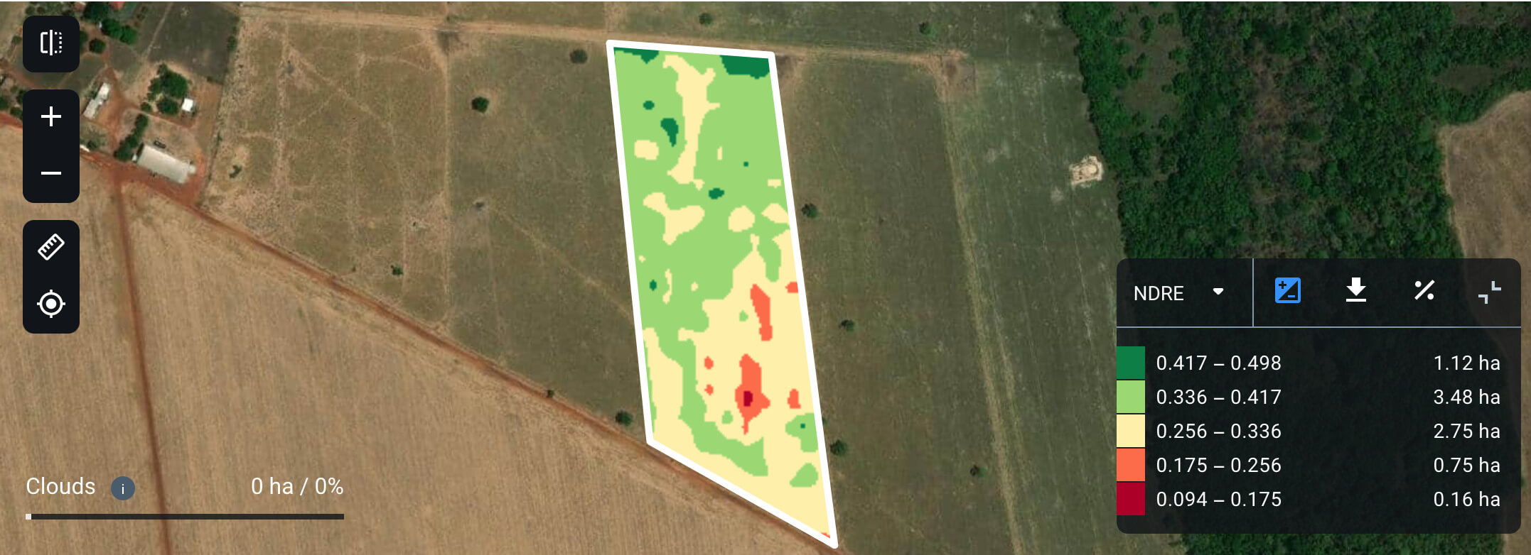 NDRE map on EOS Crop Monitoring