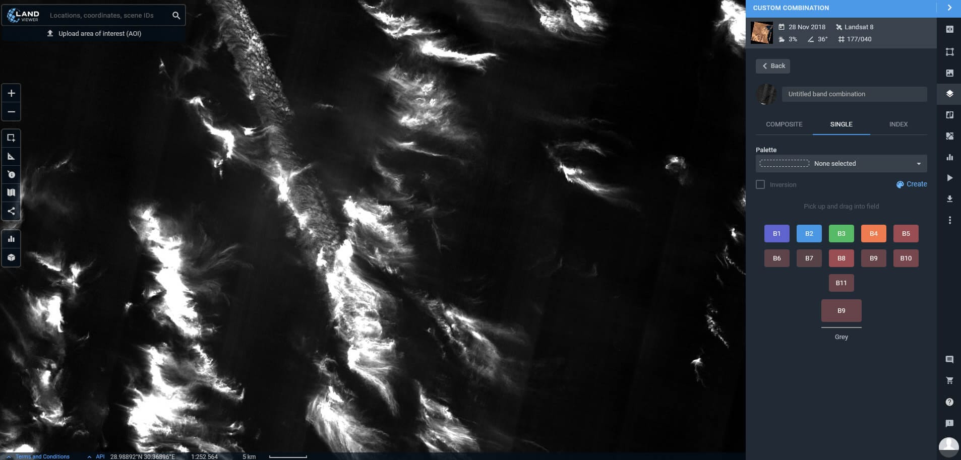 deserto ao oeste de Fayum, Egito, na faixa de Landsat 9
