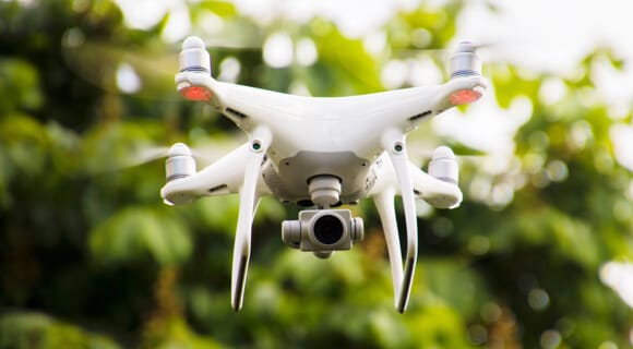 white drone in the air