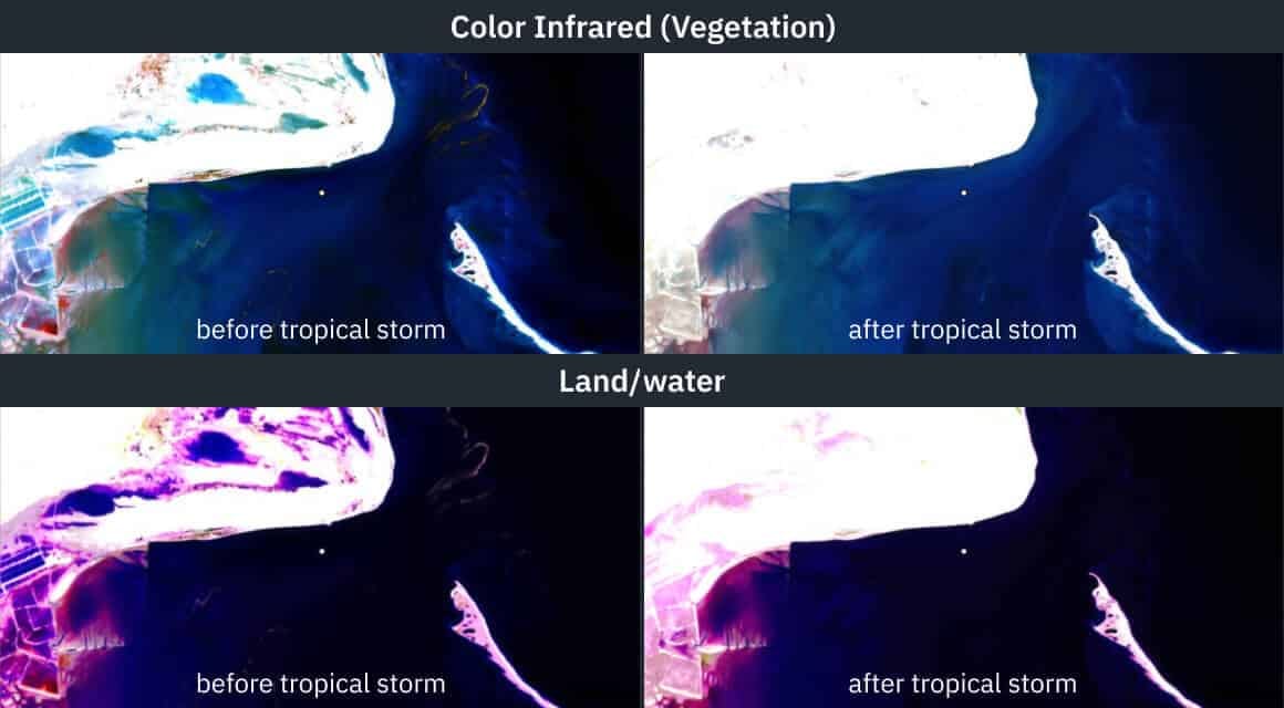 satellite imageries of storm damage in Puntland, Somalia