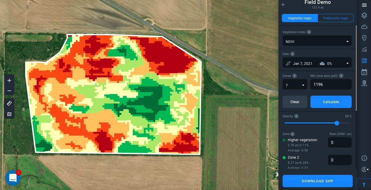 zonificación de un campo para fertilización de precisión