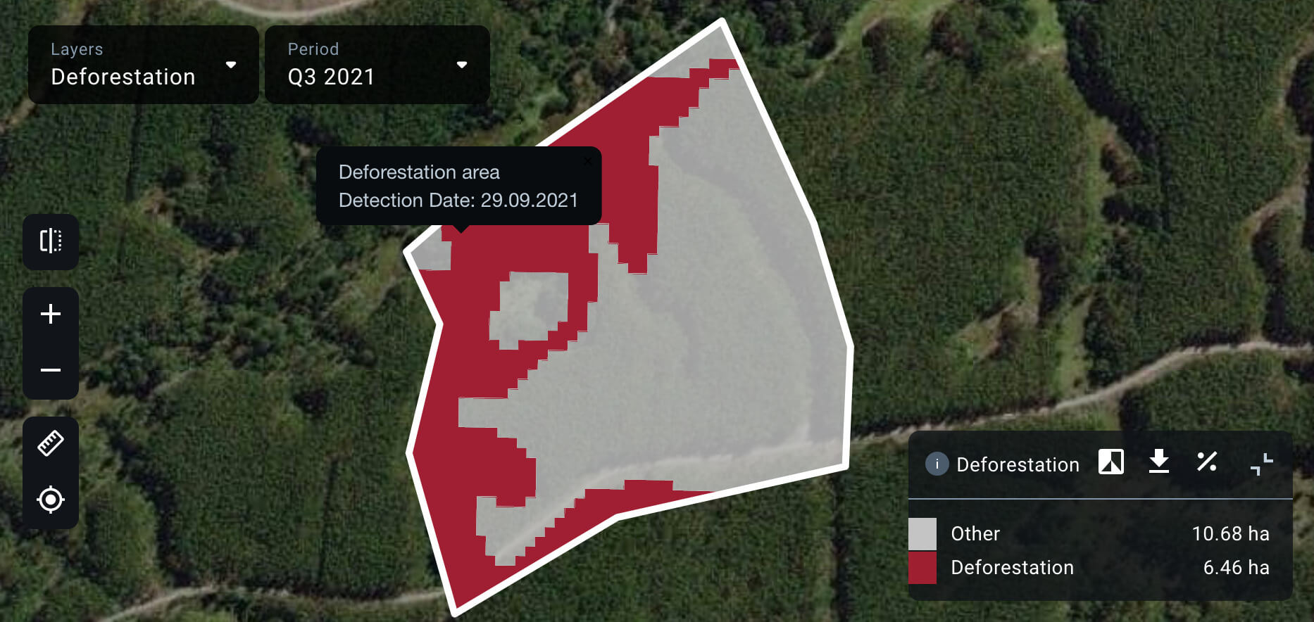 área de desmatamento identificada