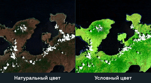 спутниковые снимки в натуральных и искусственных цветах