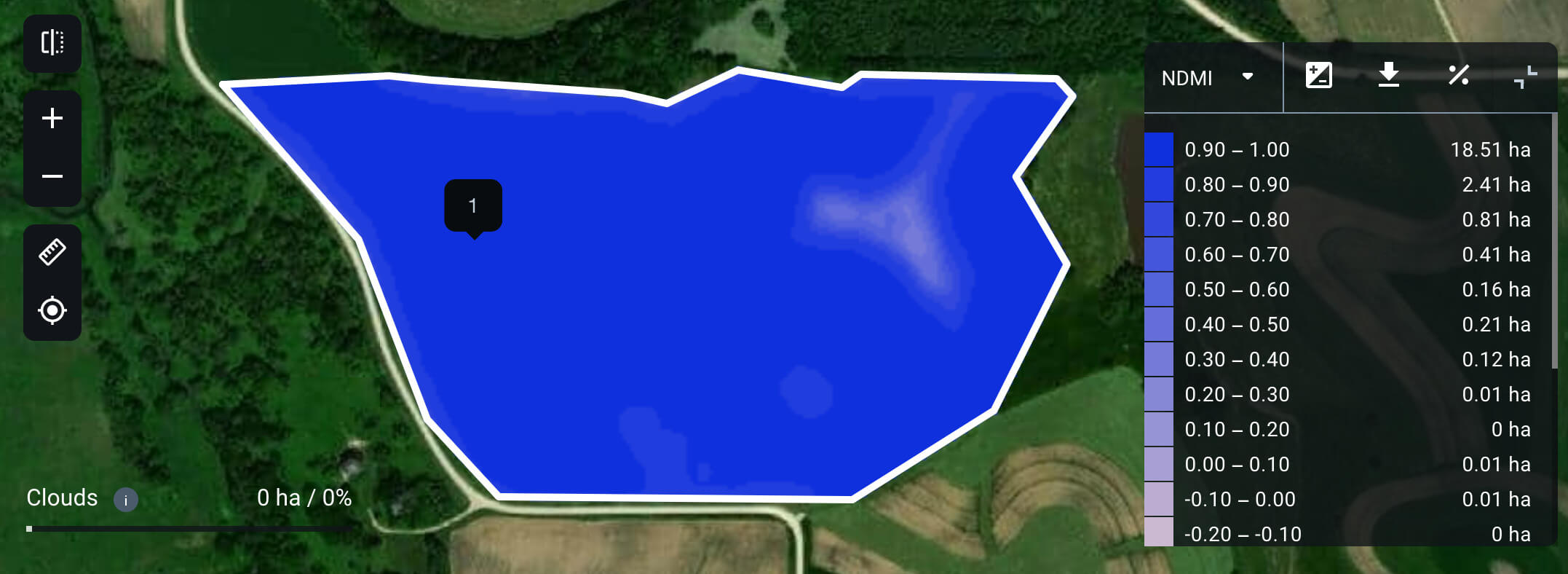a NDMI map of the field