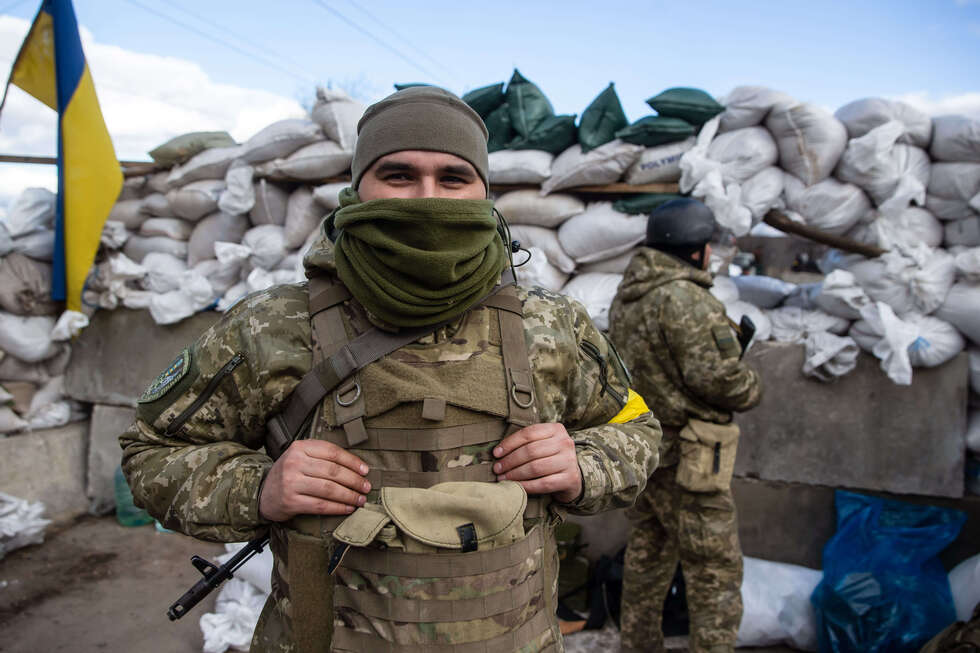 soldiers at barricades in Zhytomyr