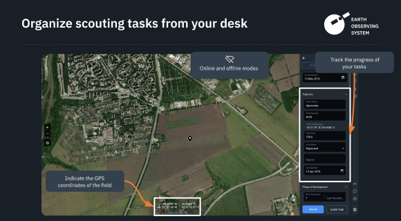how to set scouting tasks with EOS Crop Monitoring