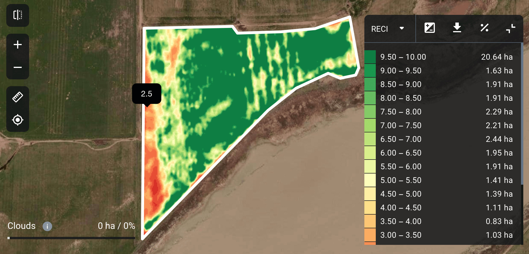 ReCl index map on EOS Crop Monitoring