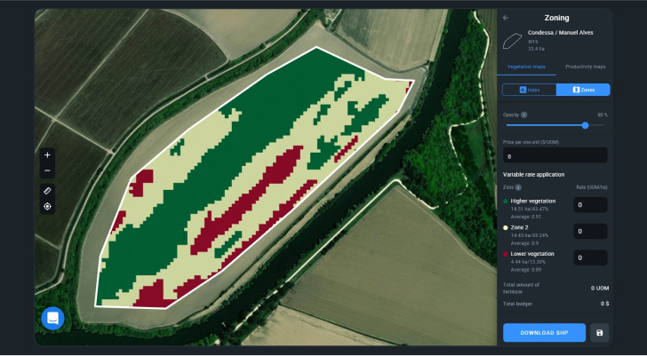 vegetation map on EOS Crop Monitoring