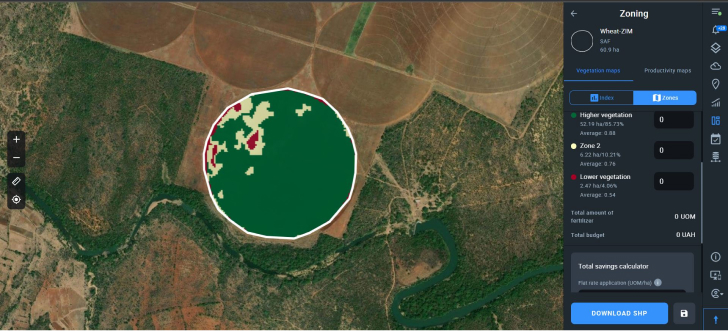 vegetation density analysis on EOS Crop Monitoring